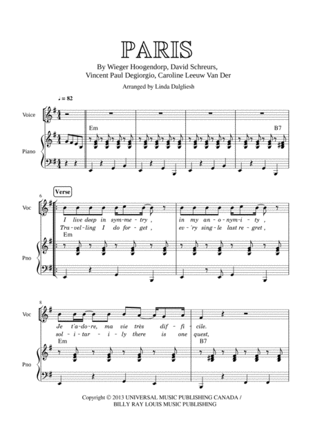 Paris Caro Emerald Piano Vocal Music Sheet Download Topmusicsheet Com