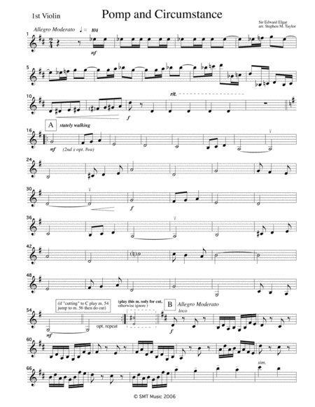 Pomp And Circumstance March No 1 Graduation String Quartet Music Sheet Download Topmusicsheet Com