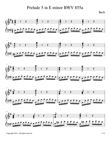 Prelude and fugue in e minor bach free sheet music