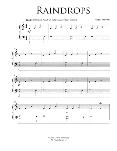Raindrops Very Easy Piano Solo Music Sheet Download
