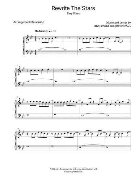 Rewrite The Stars The Greatest Showman Justin Paul Sheet Music Easy Piano Music Sheet Download Topmusicsheet Com