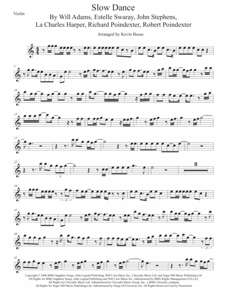 Slow Dance Violin Easy Key Of C Music Sheet Download