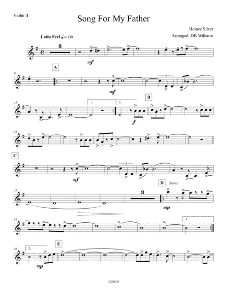 Song For My Father Violin 2 Music Sheet Download Topmusicsheet Com