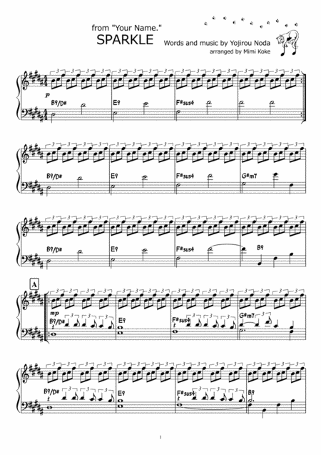 your name sparkle piano sheet