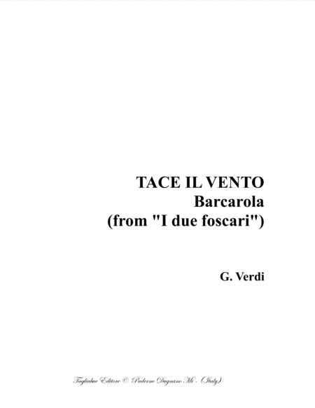 Vento Dolce Di Natale Karaoke.Tace Il Vento Barcarola G Verdi From I Foscari For Satb Choir Music Sheet Download Topmusicsheet Com