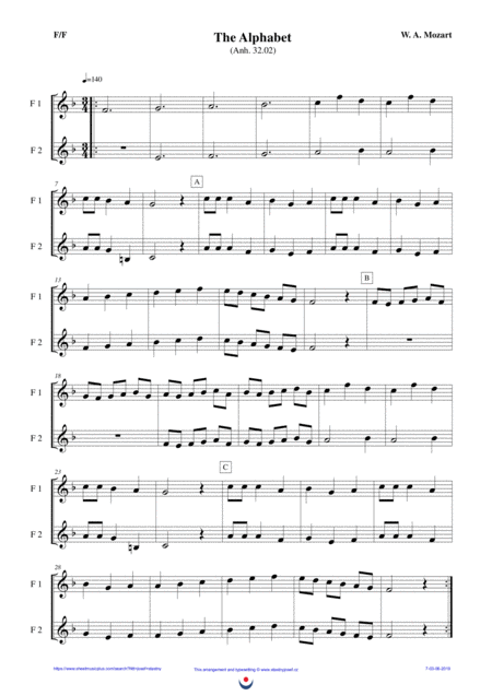 The Alphabet Easy Brass Duet Nb 7 F F Music Sheet Download
