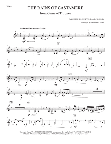 The Rains Of Castamere Violin Harp Music Sheet Download Topmusicsheet Com