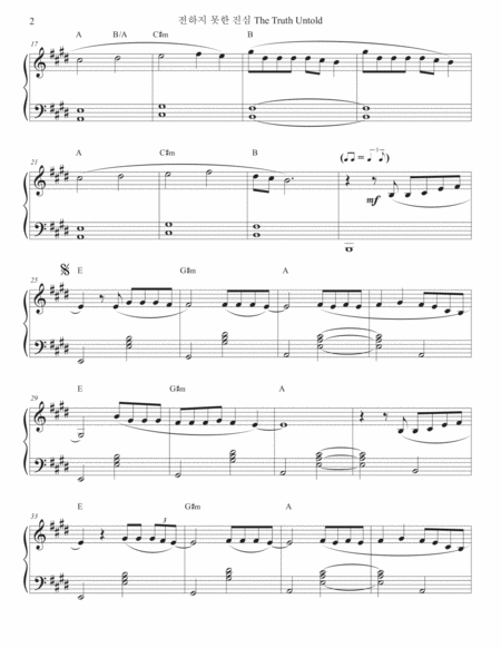 The Truth Untold By Bts For Piano Easy Version Music Sheet