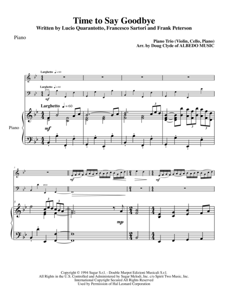 free sheet music for time to say goodbye piano