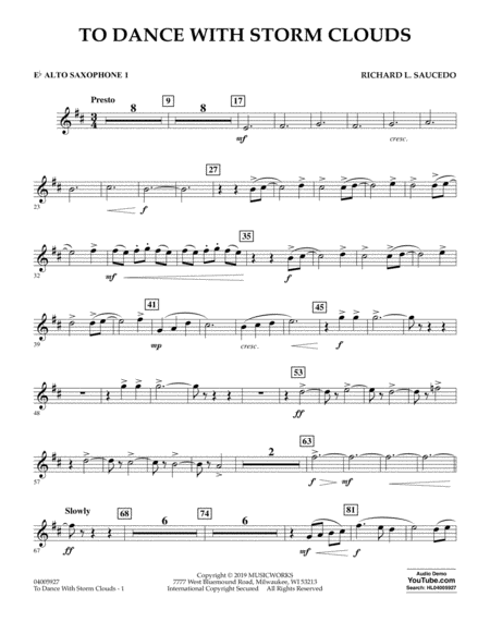 To Dance With Storm Clouds Eb Alto Saxophone 1 Music Sheet