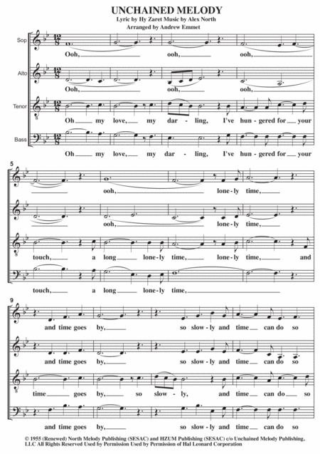 Unchained melody sheet music free piano