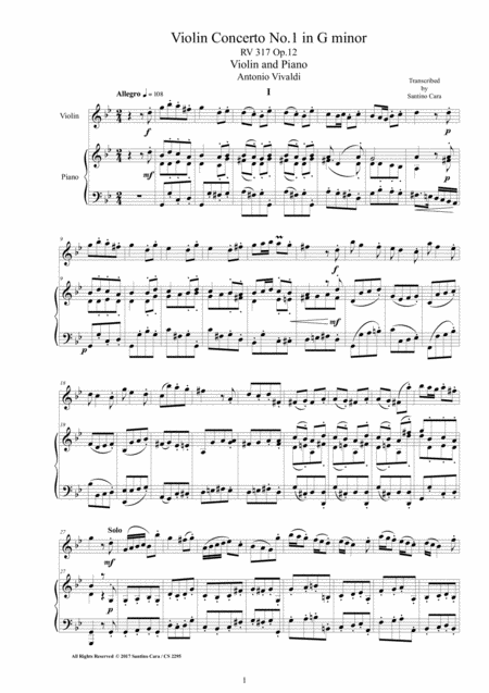 Concerto in a minor vivaldi sheet music free