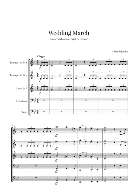 Felix Mendelssohn Wedding March Sheet Music For Beginners In C Major Download Print Sku Mn0134606