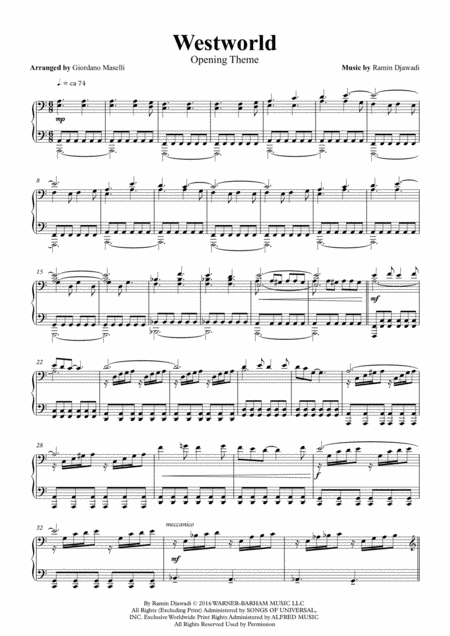 Westworld Opening Theme Piano Solo Music Sheet Download