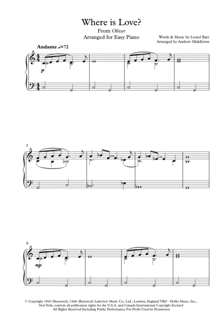 Where Is Love For Easy Piano Music Sheet Download Topmusicsheet Com