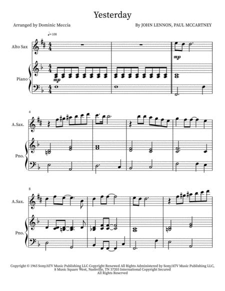 Yesterday Alto Sax And Piano Music Sheet Download Topmusicsheet Com