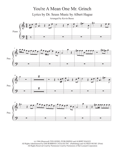 How the grinch stole christmas piano sheet music free