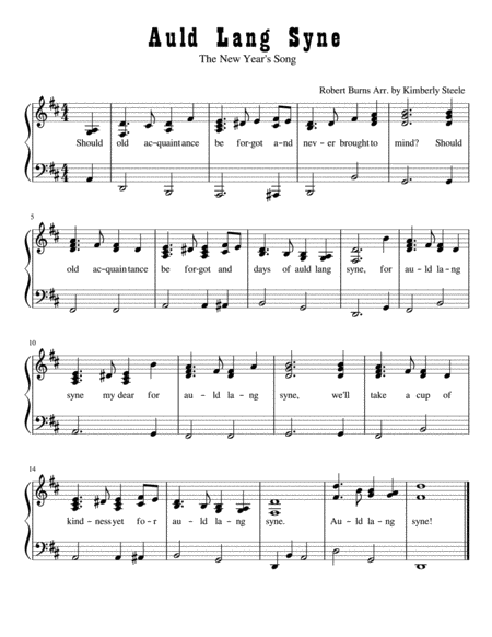 Auld Lang Syne The New Years Song For Early Intermediate Piano Level 4 ...