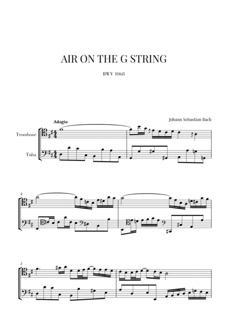 Bach Air On The G String For Trombone And Tuba