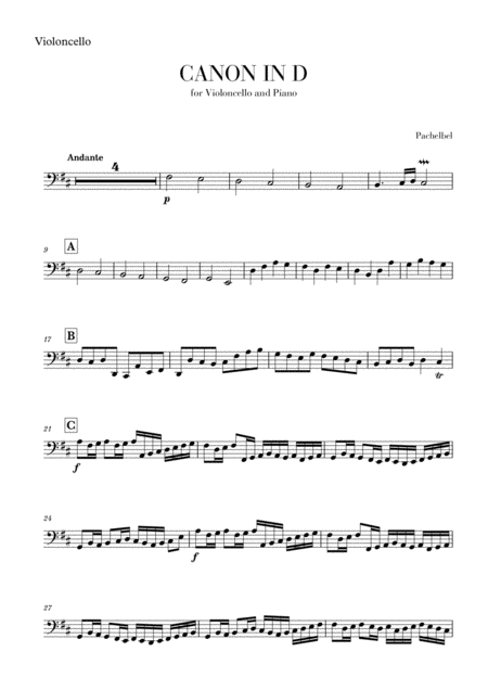 Canon In D For Cello Music Sheet Download - TopMusicSheet.com