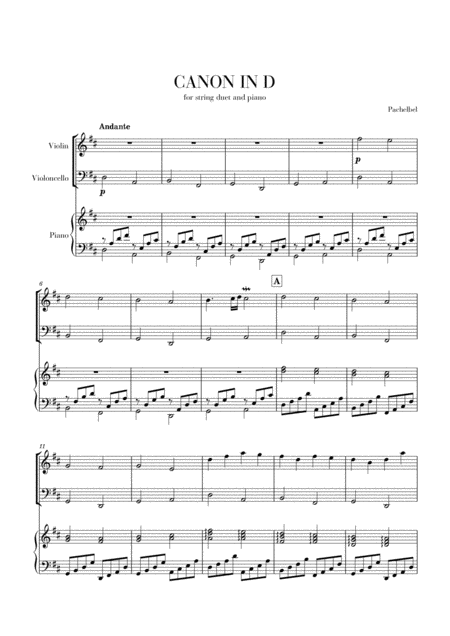 Canon In D Cello Part Sheet Music - Canon In D Violin Sheet Music To ...