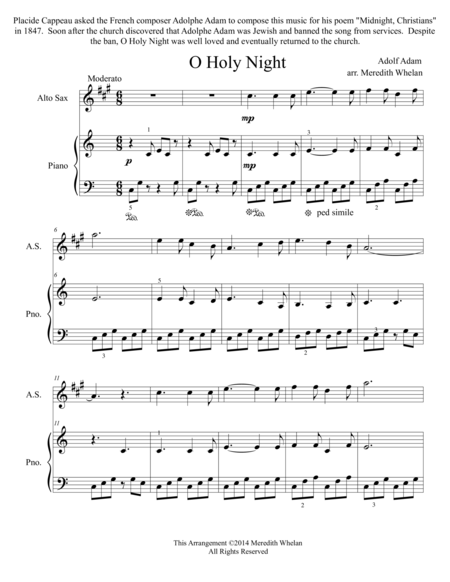 Christmas Duets For Alto Saxophone Piano O Holy Night Music Sheet ...