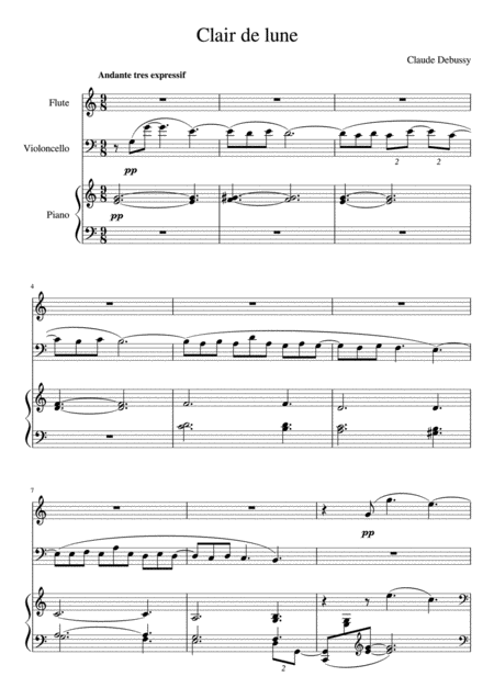 Clair De Lune Piano Trio Music Sheet Download Topmusicsheet Com
