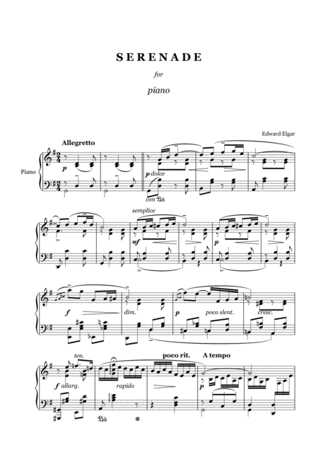 Elgar Serenade Piano Solo