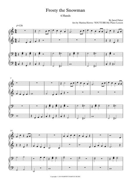 Frosty The Snowman Easy Piano 4 Hands Duet In Easy To Read Format Music
