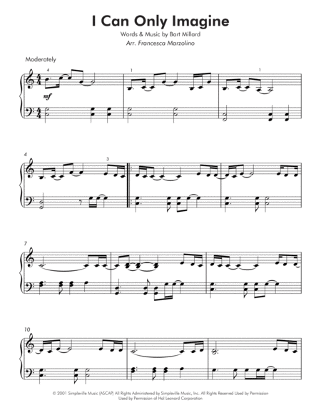 I Can Only Imagine Easy Piano Music Sheet Download - TopMusicSheet.com