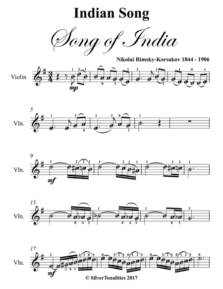 Indian Song Song Of India Easy Violin Sheet Music Music Sheet Download
