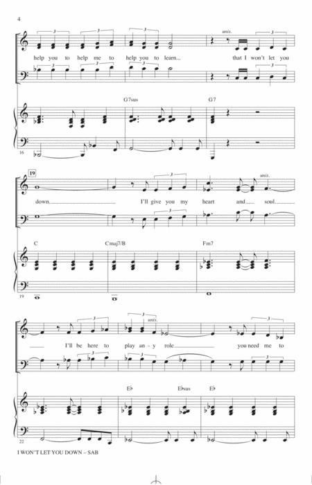 I Wont Let You Down From The Musical Tootsie Arr Mac Huff Music Sheet