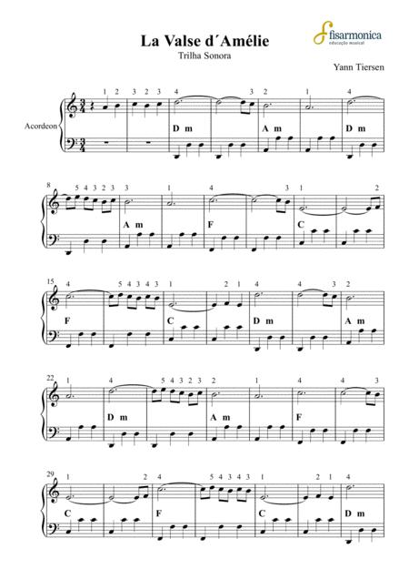 La Valse D Amelie Yann Tiersen Partitura Para Acordeon Sheet Music For