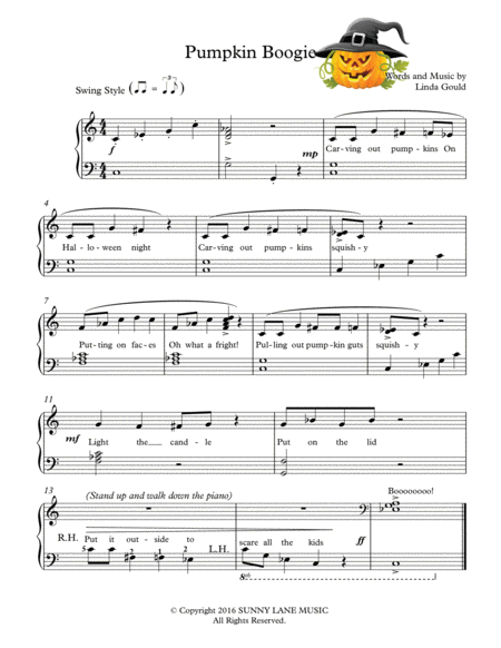 Pumpkin Boogie Easy Beginner Piano Music Sheet Download - TopMusicSheet.com...