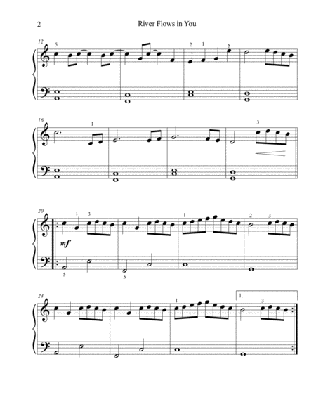 River Flows In You Beginner Big Note Piano Music Sheet Download