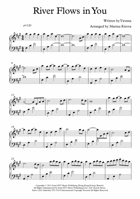 River Flows In You Yiruma Piano Easy To Read Format Music Sheet