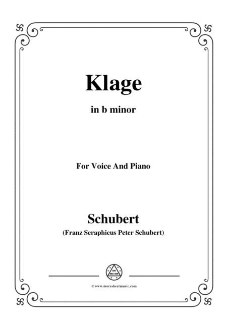 Schubert Klage In B Minor For Voice Piano