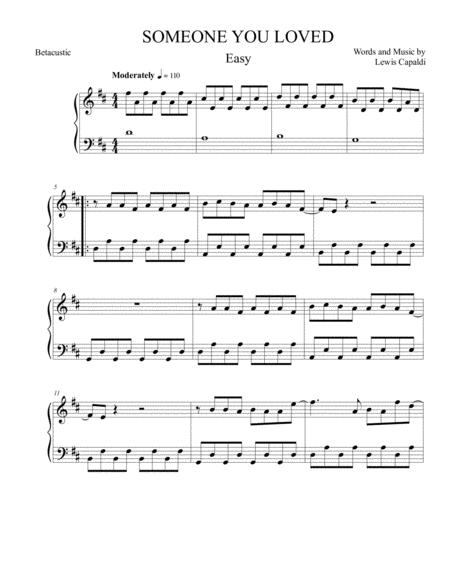 Someone You Loved Lewis Capaldi Sheet Music Medium Piano Music Sheet ...