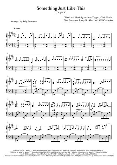 Something Just Like This The Chainsmokers Cold Play Piano Solo Music Sheet Download Topmusicsheet Com
