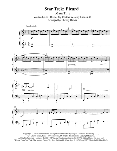 Star Trek Picard Main Title Intermediate Piano Music Sheet Download ...