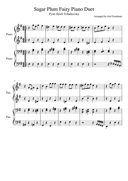 Sugar Plum Fairy Piano Duet 1 Piano 4 Hands Music Sheet Download