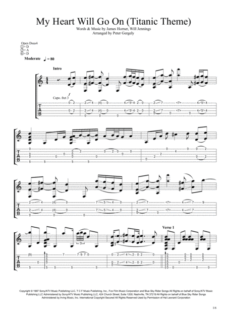My Heart Will Go On (Love Theme From Titanic) By James Horner (1953-2015)  Digital Sheet Music For Guitar Tab Download Print Sheet Music Plus |  