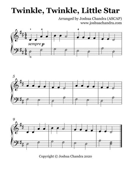 Twinkle Twinkle Little Star 2 Hands Easy Piano Music Sheet Download