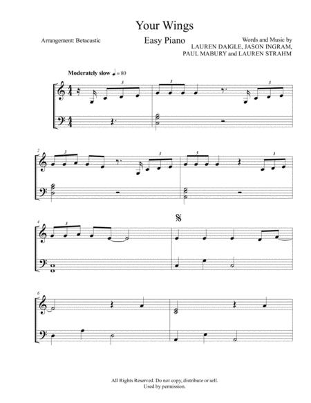 Your Wings Lauren Daigle Sheet Music Easy Piano Music Sheet Download ...
