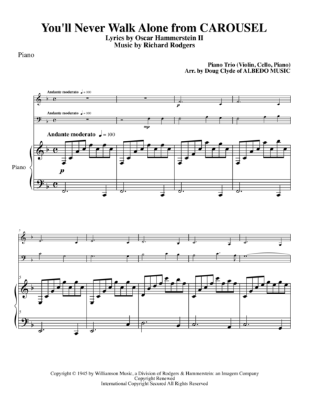 You Will Never Walk Alone From Carousel For Piano Trio Music Sheet Download Topmusicsheet Com